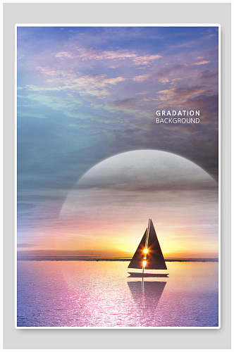 泛舟湖上日出风景海报