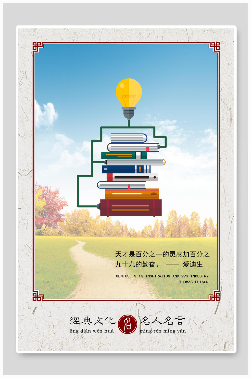 爱迪生经典语录海报展板素材