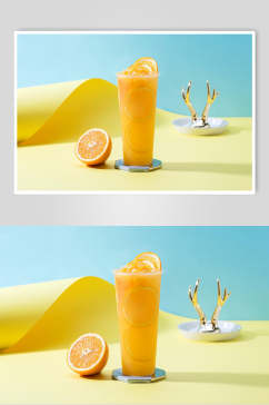 鲜榨橙汁美食摄影图