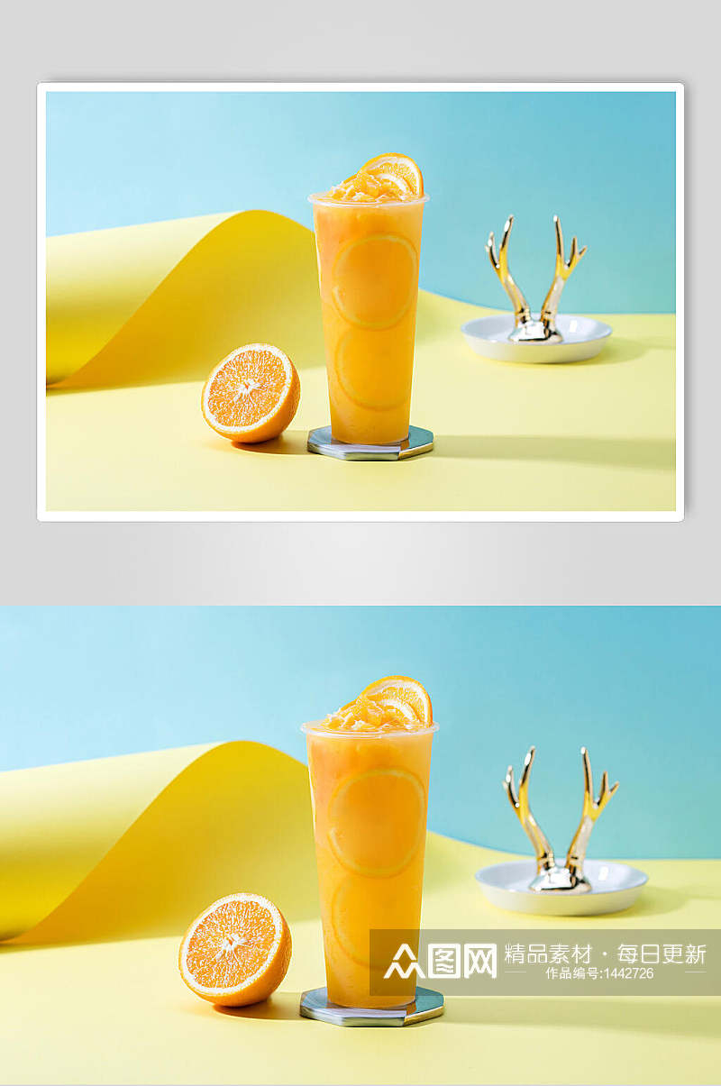 鲜榨橙汁美食摄影图素材