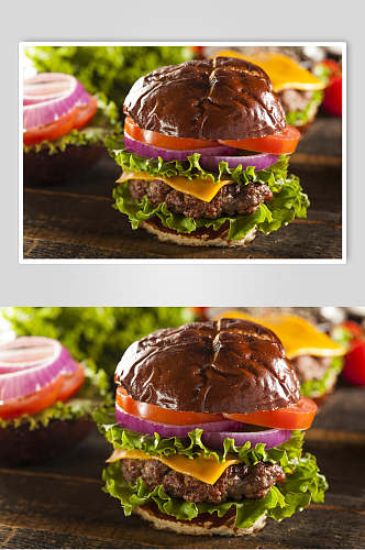 肉饼西红柿汉堡高清图片