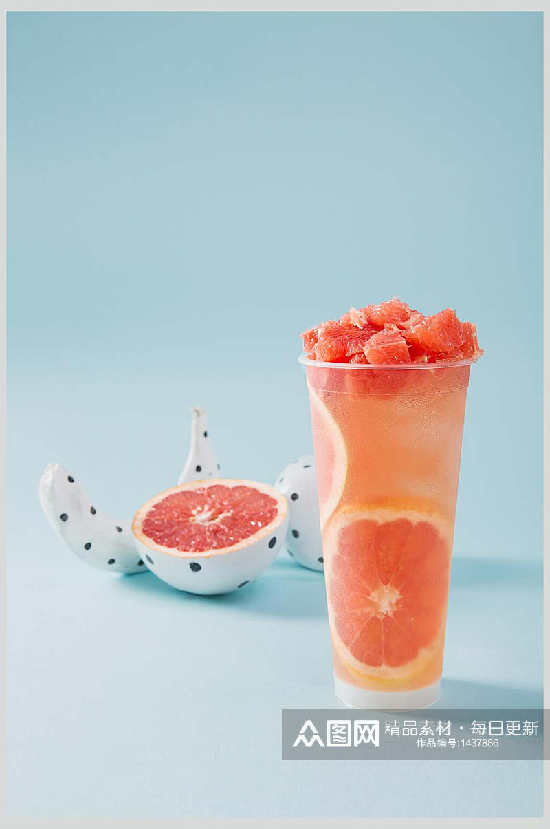 x柚子水果茶美食摄影图素材