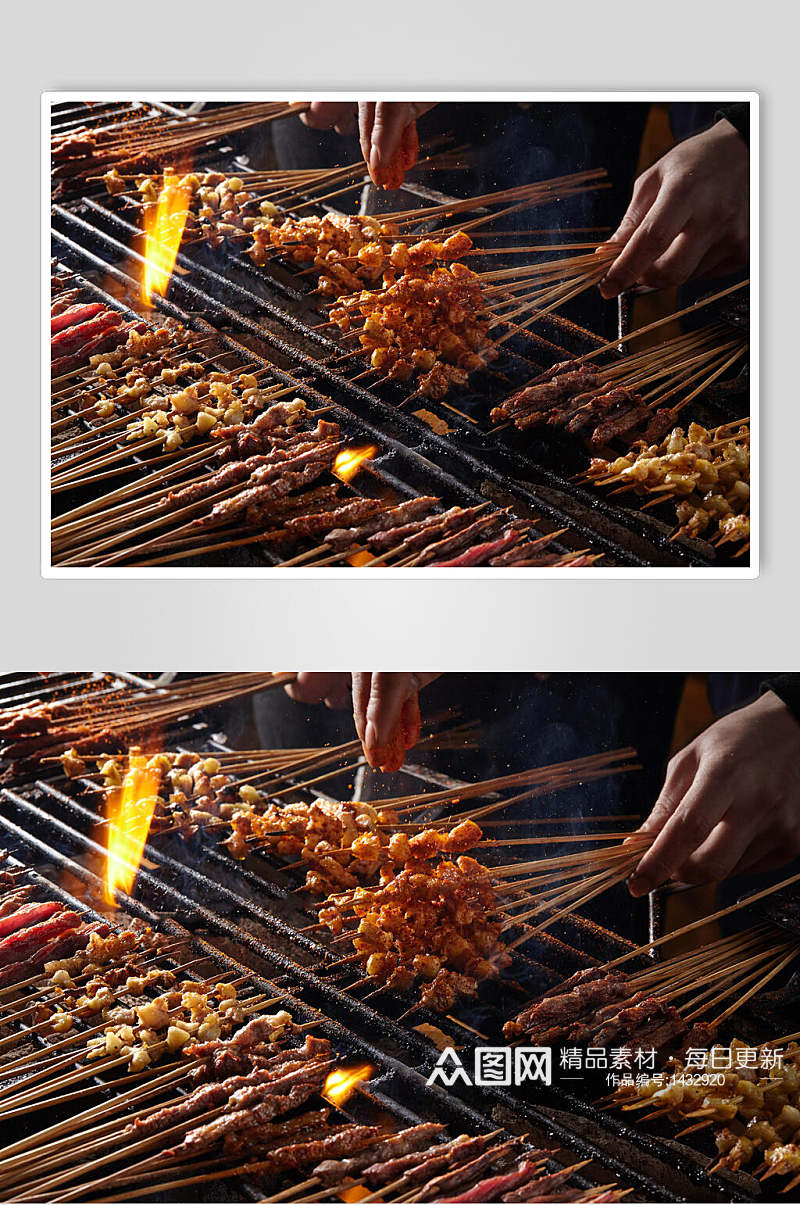 美食街烤肉串高清图片素材