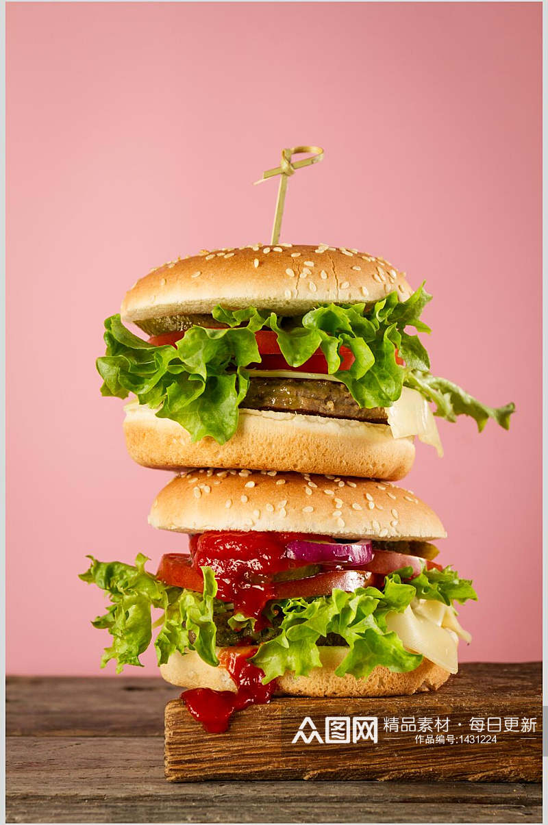 肉饼西红柿汉堡高清图片素材