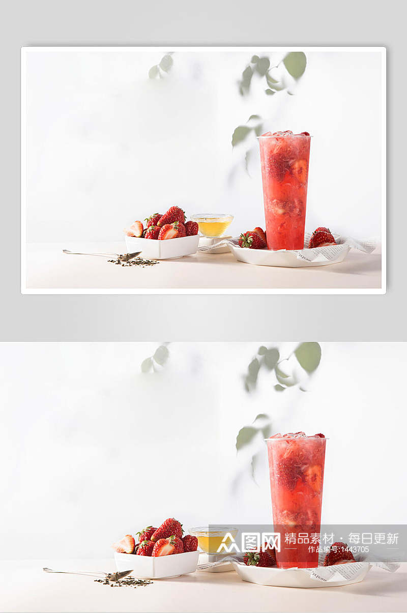 草莓果茶高清摄影图片素材