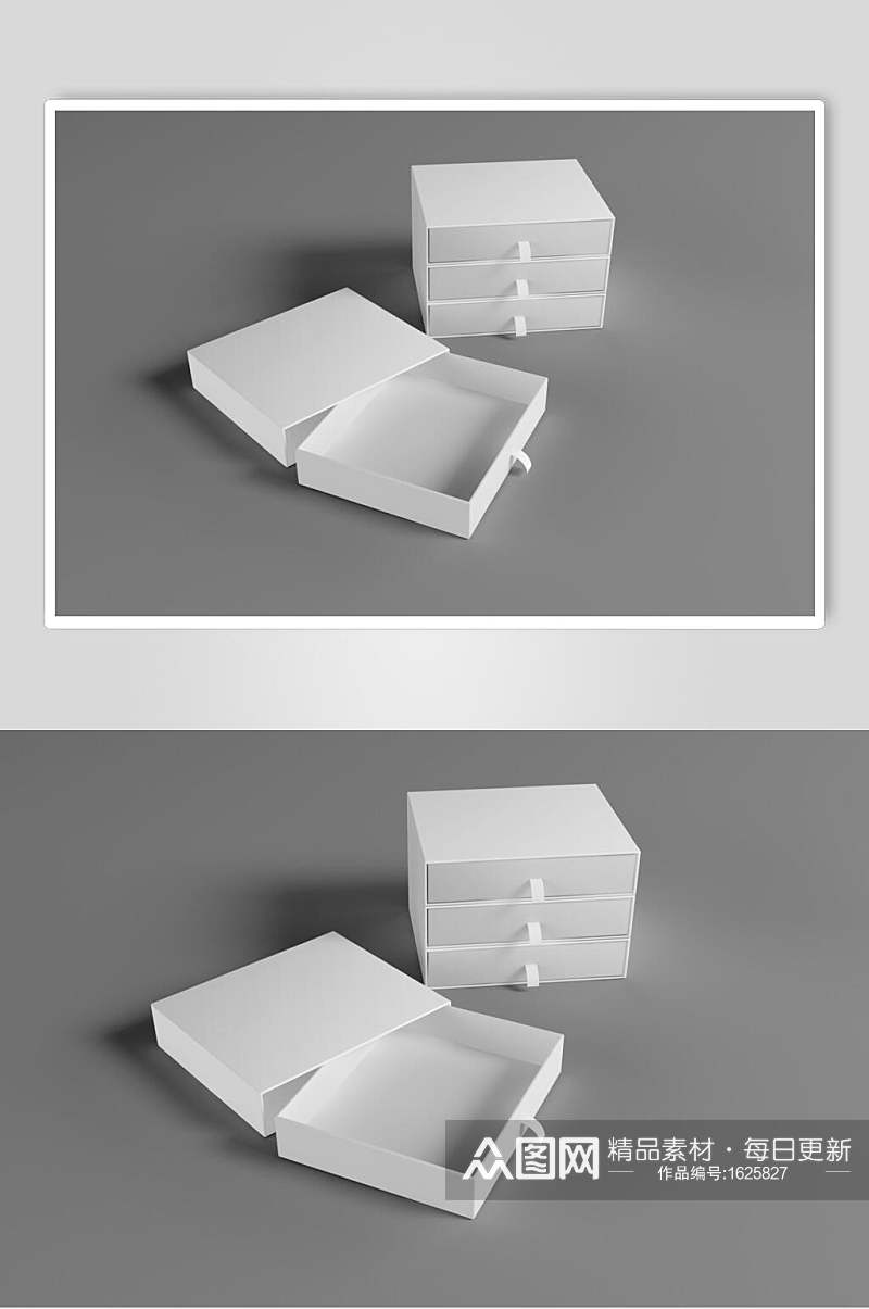 白色方形包装盒样机效果图素材