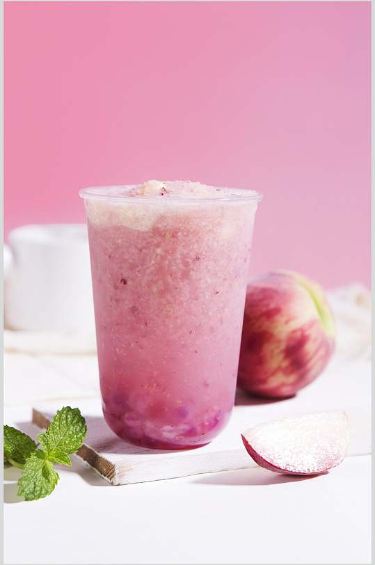 水蜜桃冰沙美食摄影图