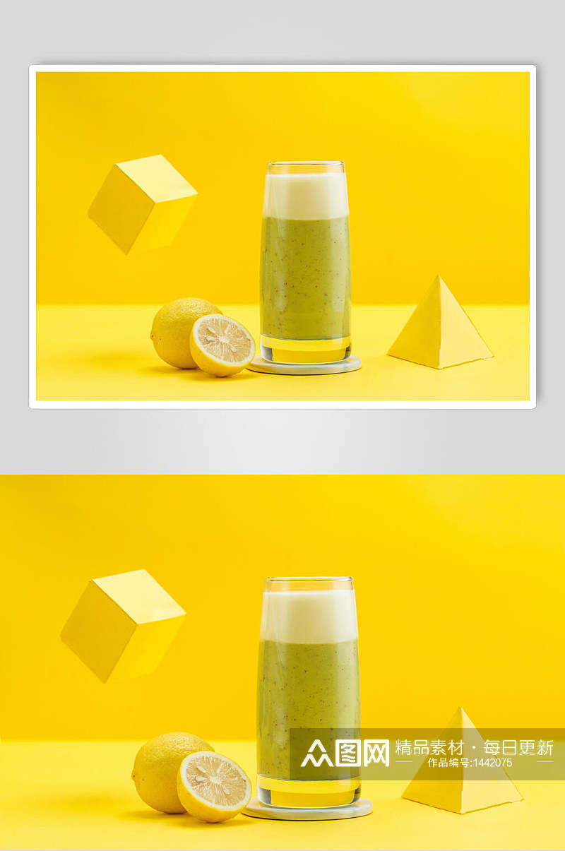 x柠檬猕猴桃奶盖饮料摄影图素材