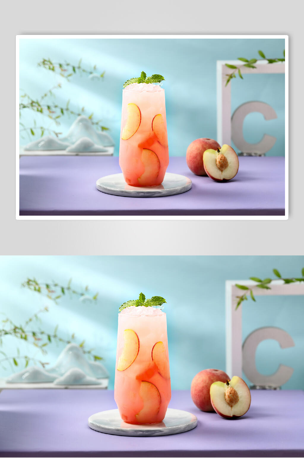 水蜜桃奶昔饮品摄影图素材