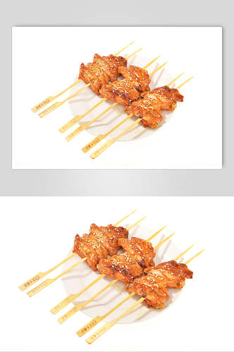 香脆碳烤鸡翅根美食摄影图