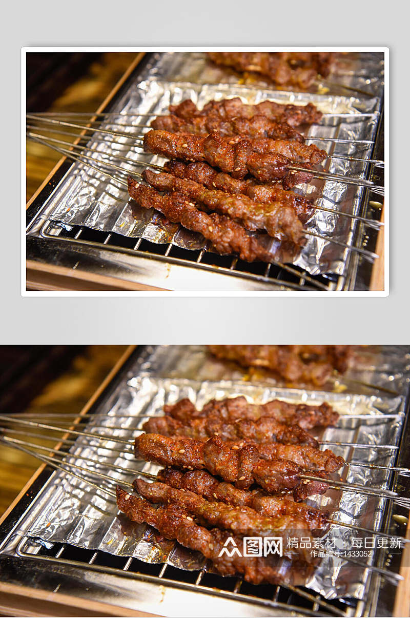东北烤肉肉串高清图片素材