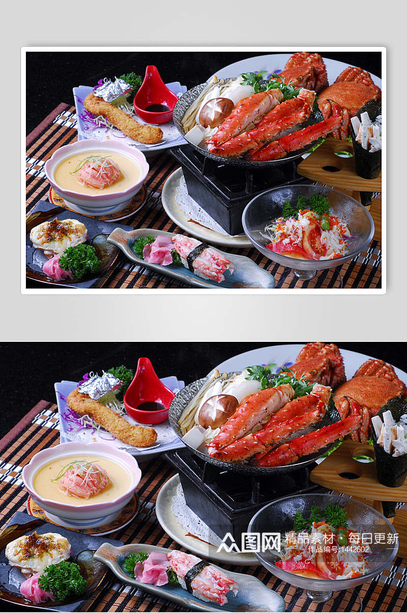 日式蟹料理美食摄影图素材