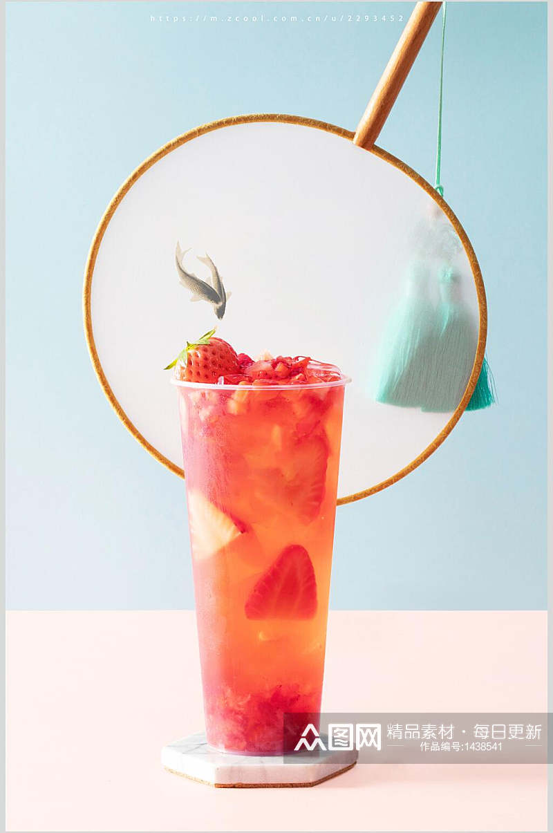 草莓果茶美食摄影图素材