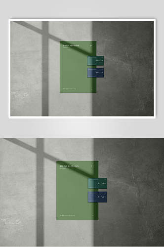 绿色纸张名片样机效果图