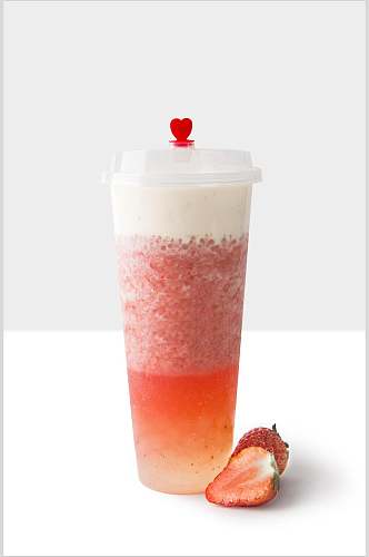 小清新草莓奶盖特饮美食摄影图