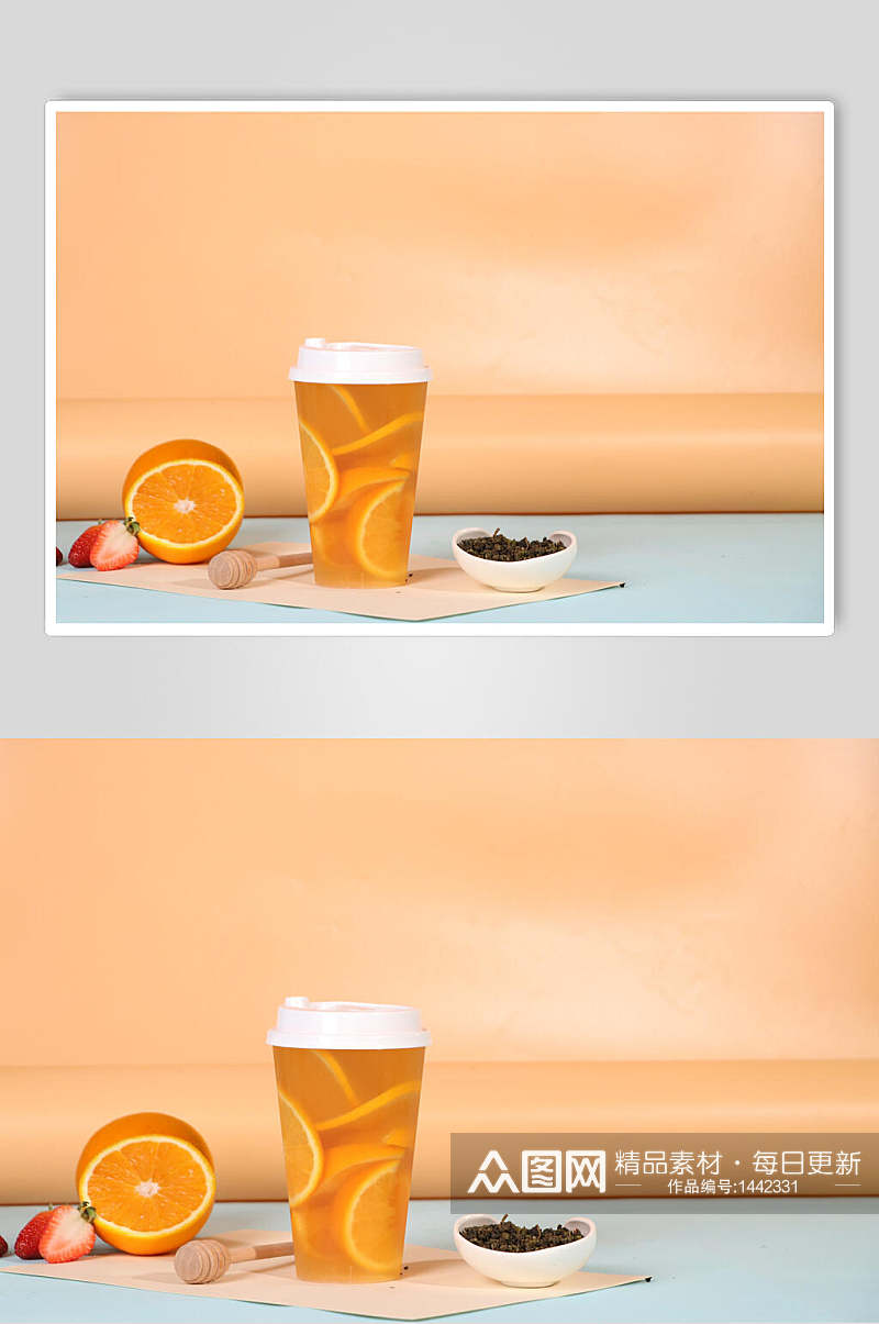 x满杯橙子饮品美食摄影图素材