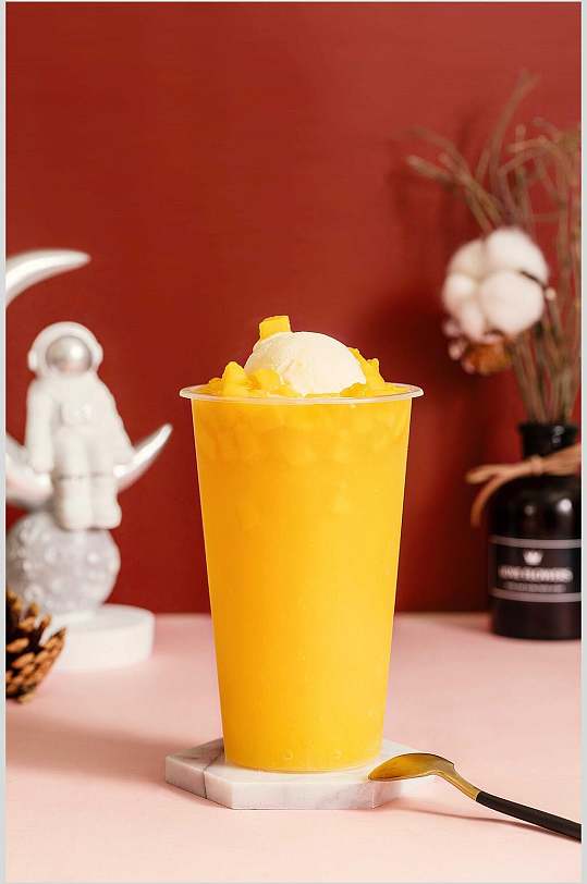 美食果汁黄色摄影图