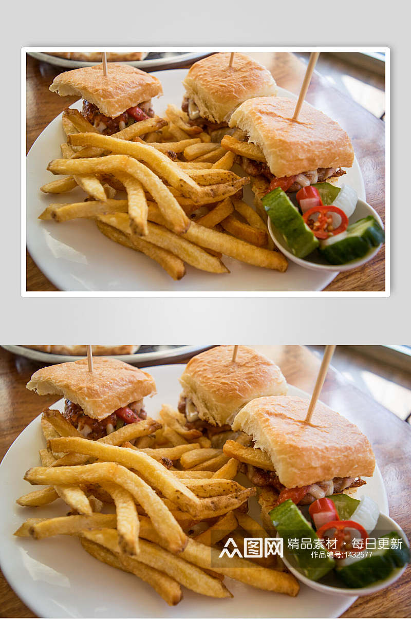 薯条小汉堡套餐美食摄影图素材