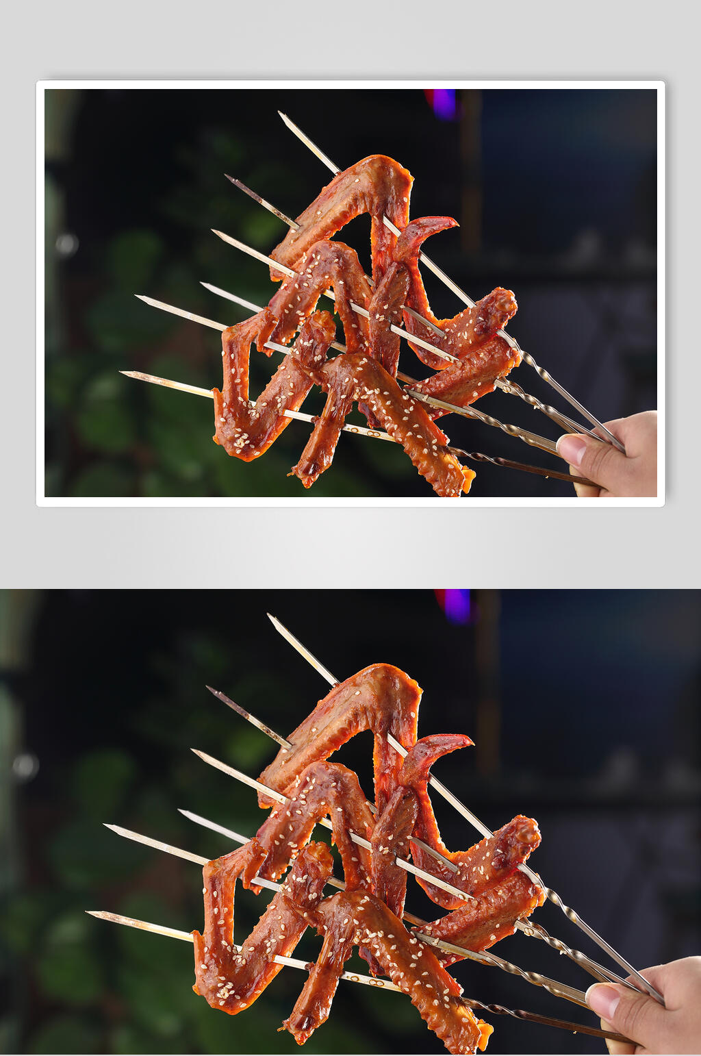 烤鸭烧烤的鸭翅高清图片素材