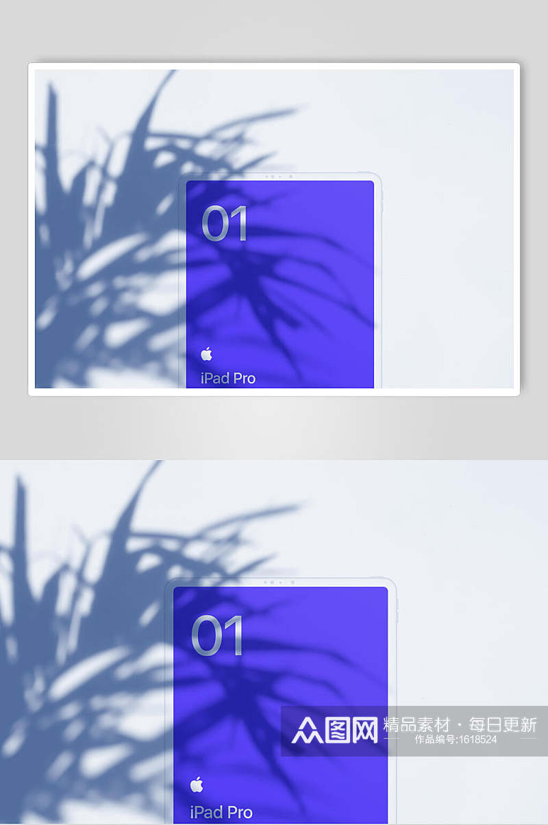 蓝色屏幕平板电脑样机效果图素材