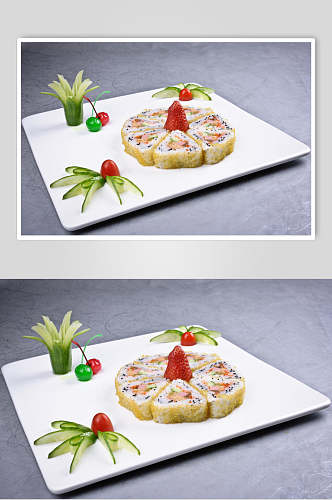 精美蟹籽寿司美食摄影图