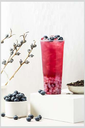 蓝莓果粒果茶美食摄影图