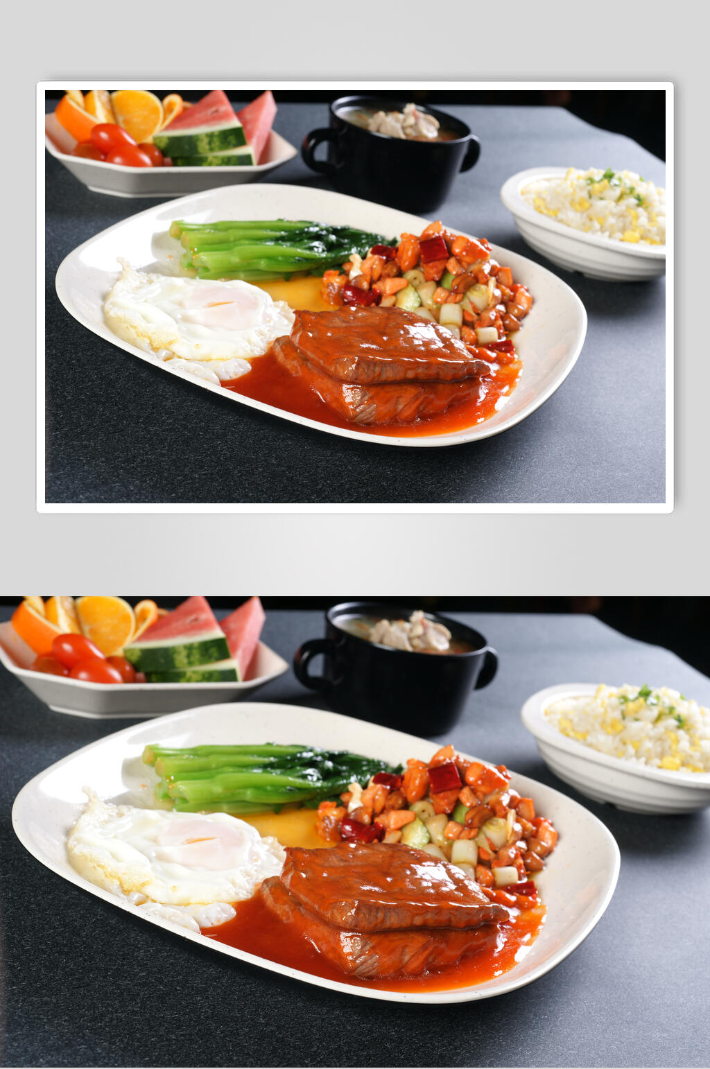 套餐生态牛扒饭高清图片素材