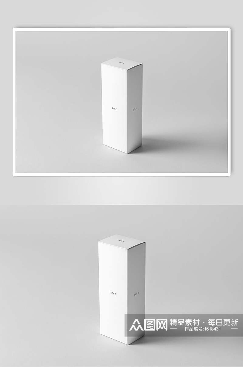 白色长方形包装盒样机效果图素材