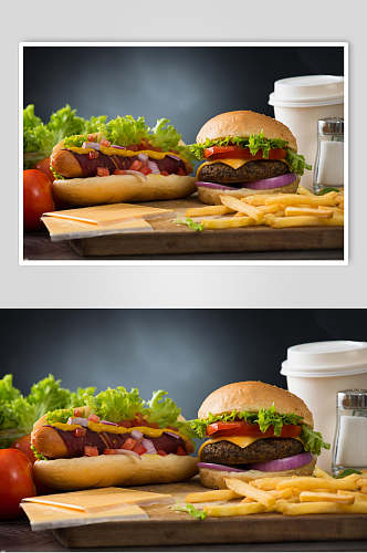 牛肉汉堡套餐高清图片