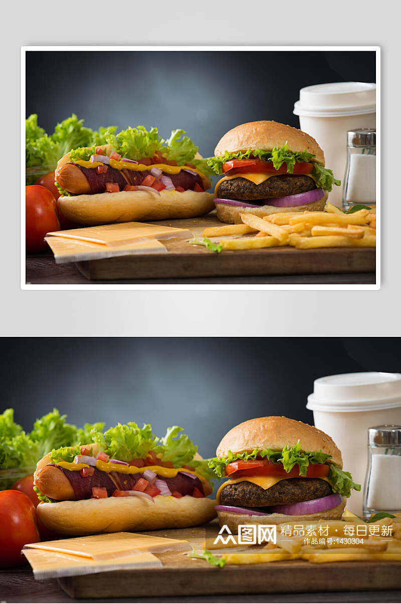 牛肉汉堡套餐高清图片素材