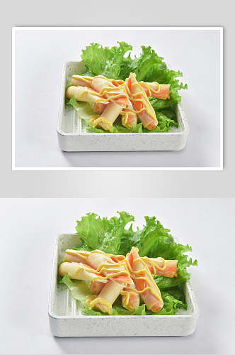 蔬菜沙拉韩式芝士卷美食摄影图