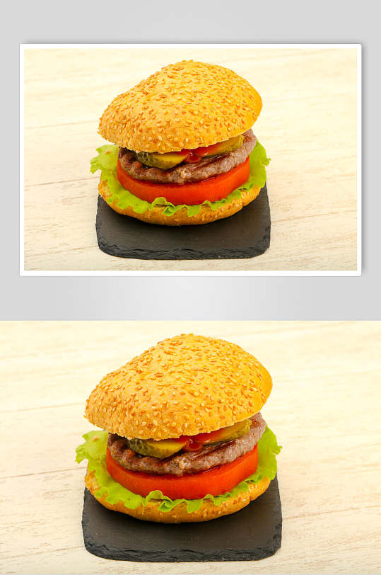 单人牛肉汉堡套餐高清图片
