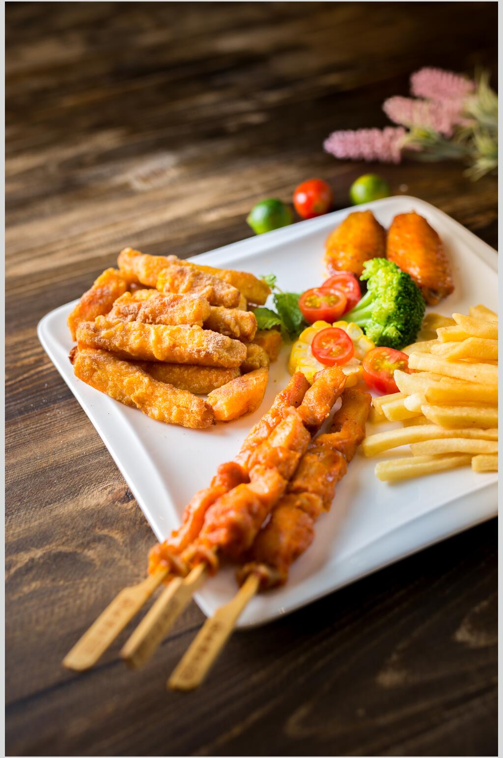 小吃点心拼盘小食美食摄影图素材