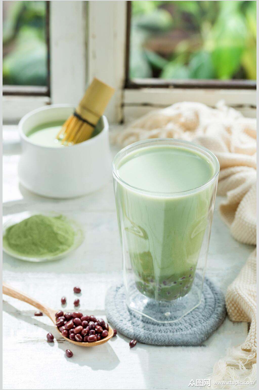 抹茶味奶茶高清图片素材