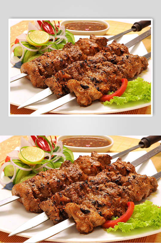 新疆大烤肉串高清图片