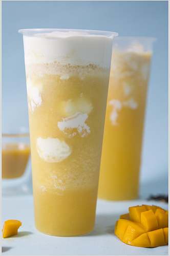 芒果冰沙奶盖美食摄影图