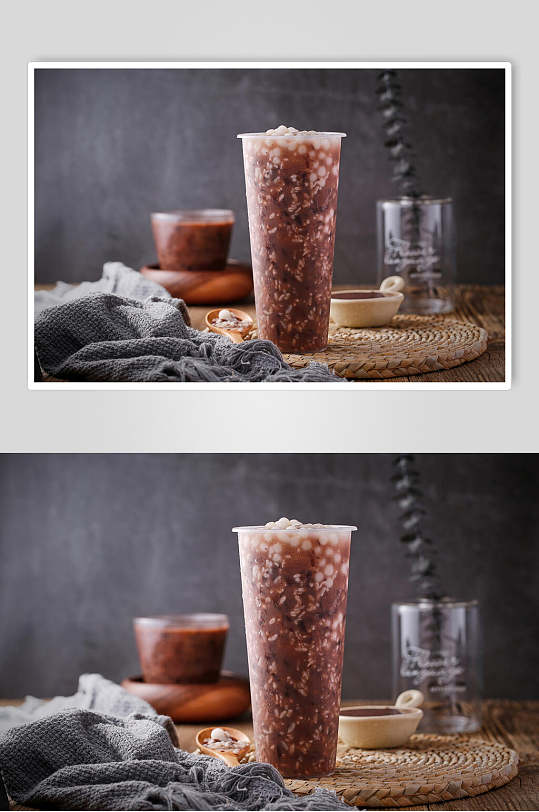 紫米寒天奶茶美食摄影图