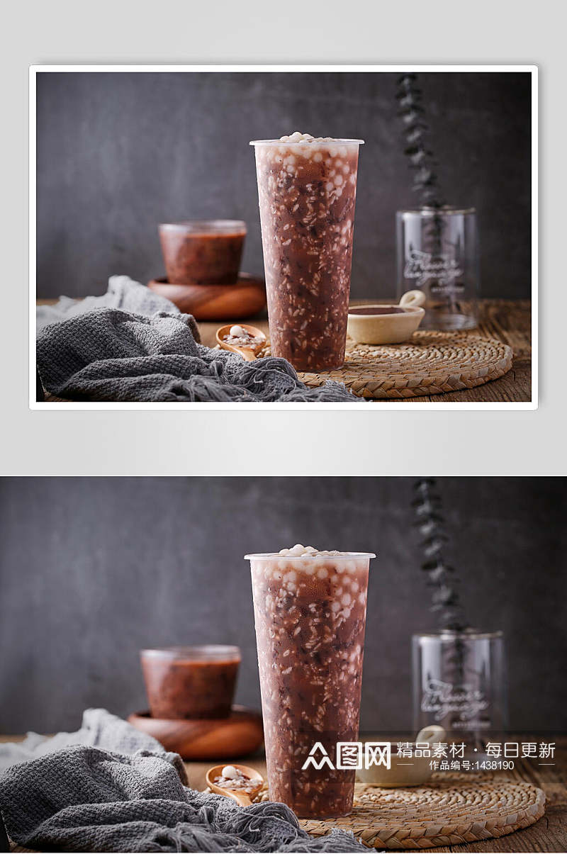 紫米寒天奶茶美食摄影图素材