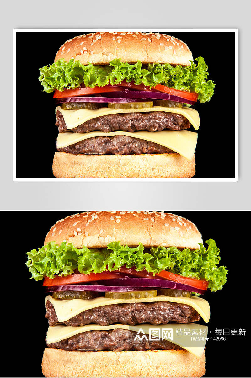 双层牛肉汉堡高清图片素材