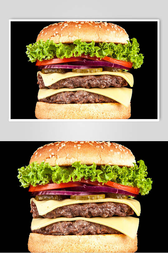 双层牛肉汉堡高清图片