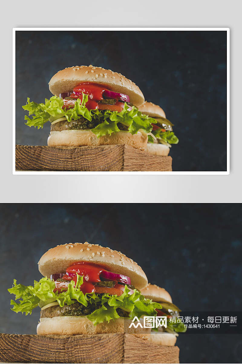 蔬菜牛肉汉堡美食摄影图素材