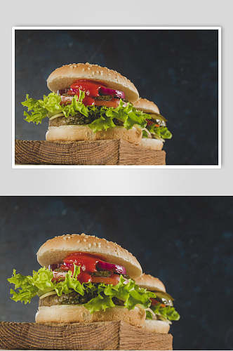 蔬菜牛肉汉堡美食摄影图