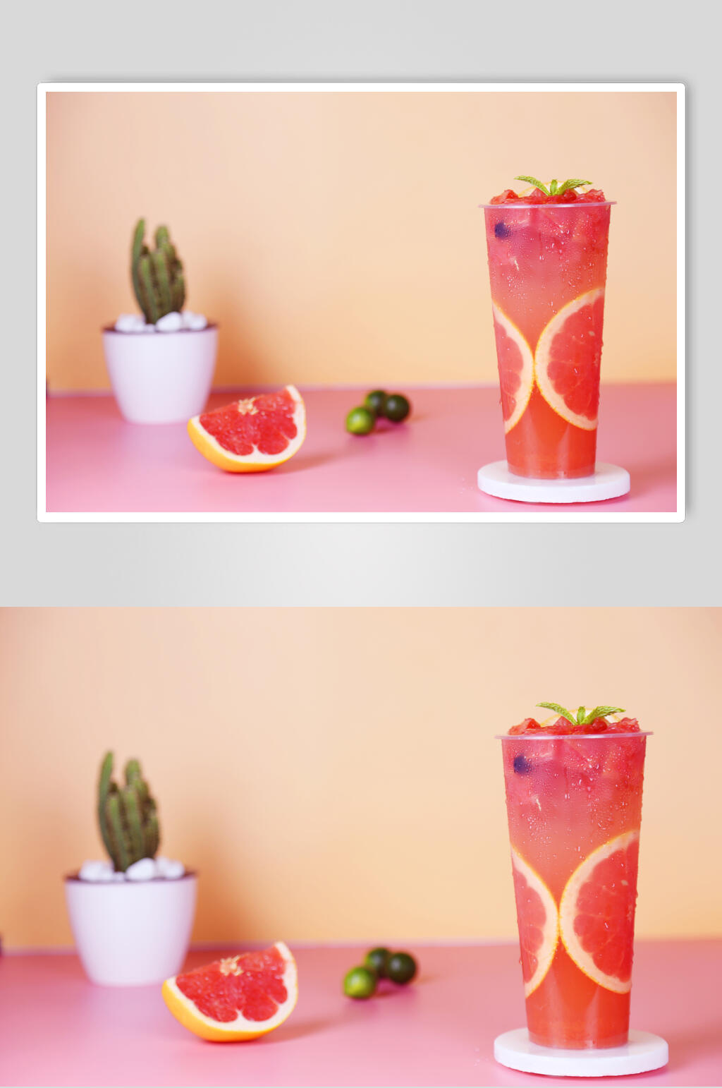 x满杯西柚果汁饮料摄影图