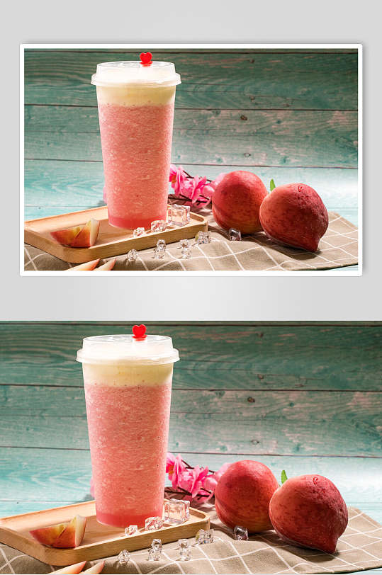 水蜜桃冰饮高清图片