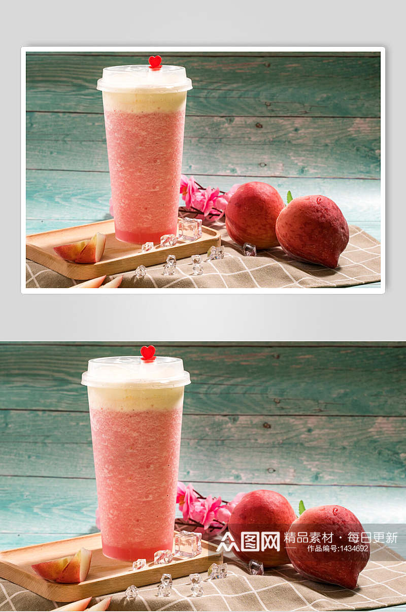 水蜜桃冰饮高清图片素材