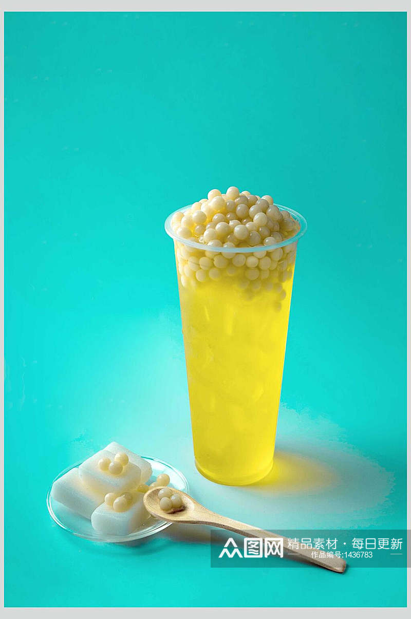 海蓝色光效啵啵果汁美食摄影图素材