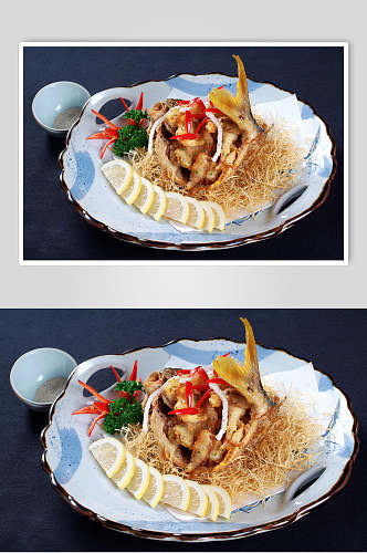 HQ煎烤类黑松露鲳鱼美食美味摄影图