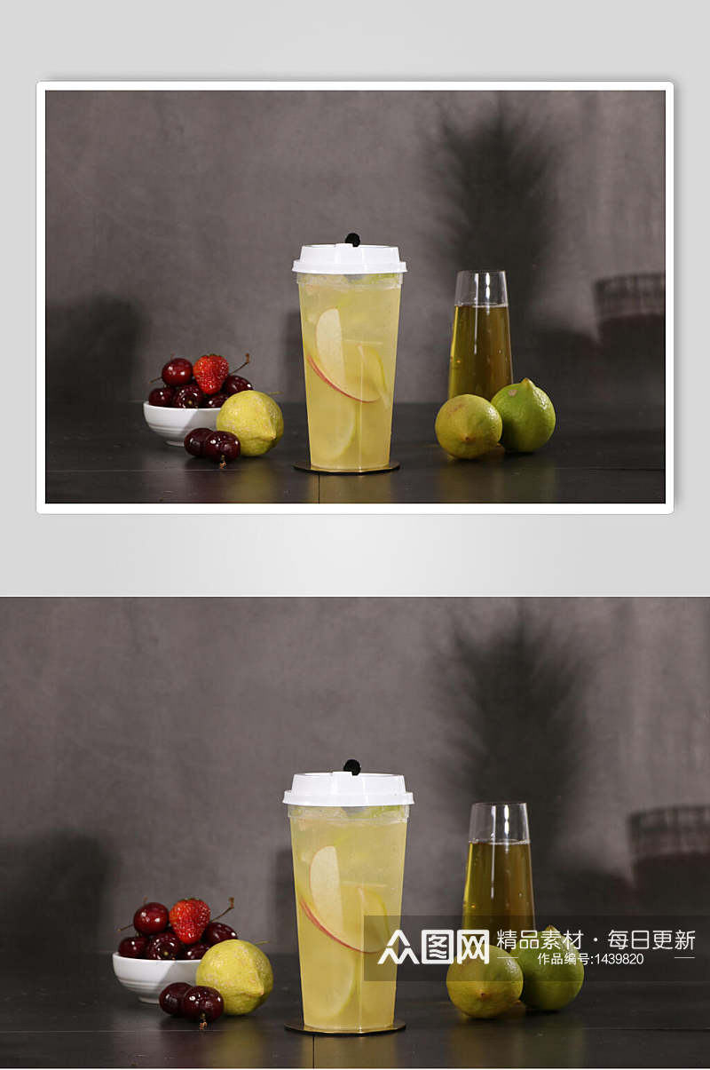 柠檬苹果水果茶高清图片素材