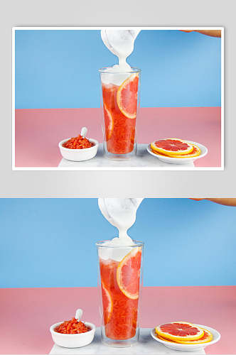x满杯芝士红柚美食摄影图