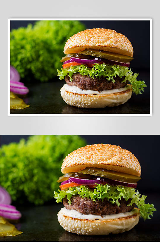单人牛肉汉堡套餐高清图片
